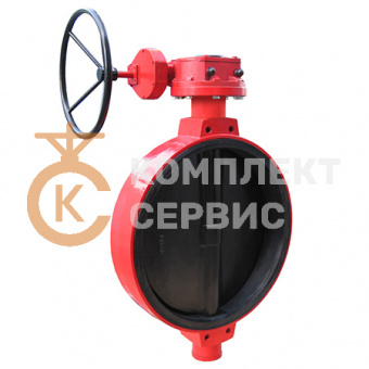 Затвор дисковый поворотный XUROX 202WHT R чугунный межфланцевый PN16 с редуктором фото